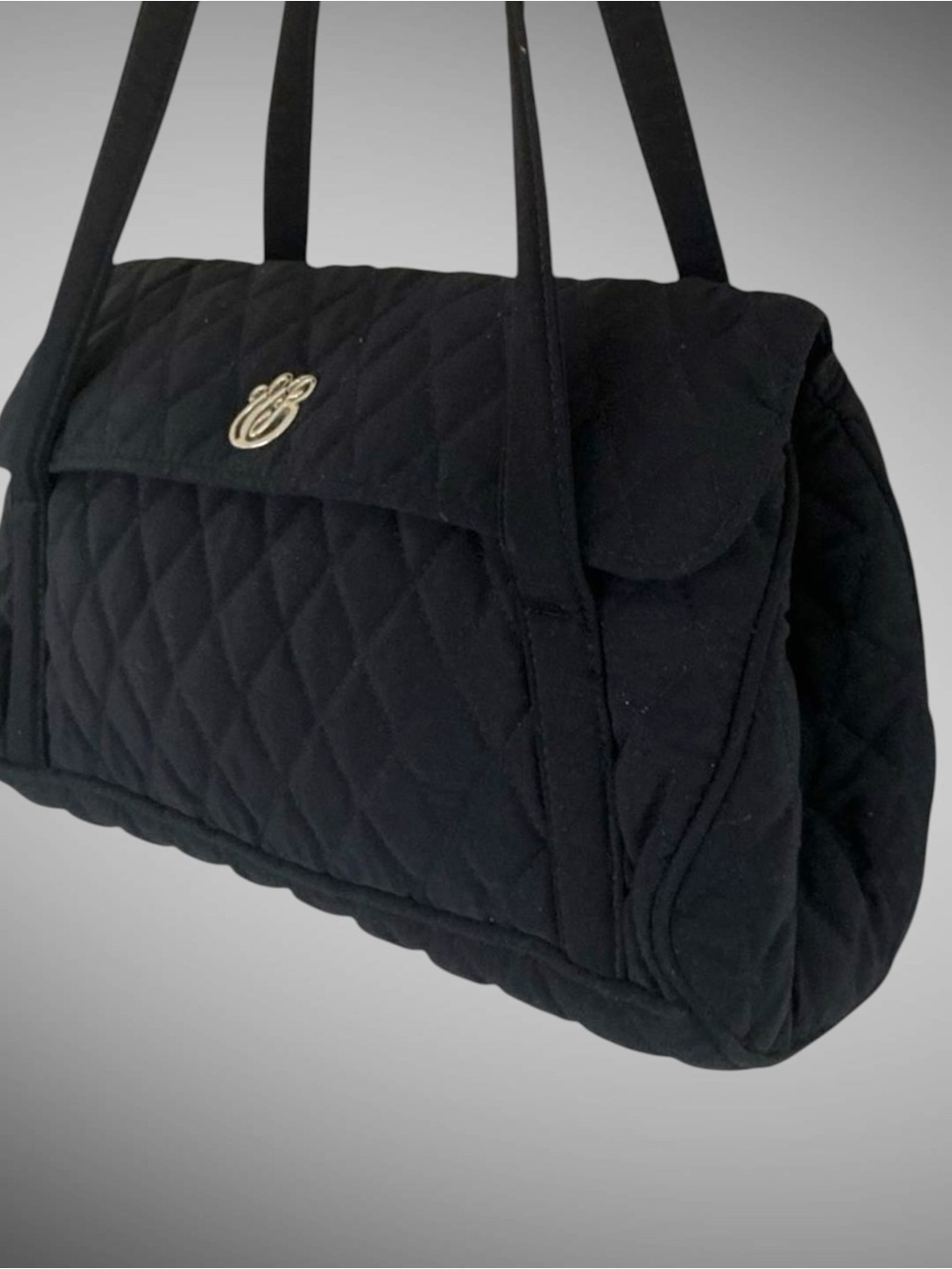 Vera Bradley Sophia Microfiber Shoulder Bag Black Quilted Satchel